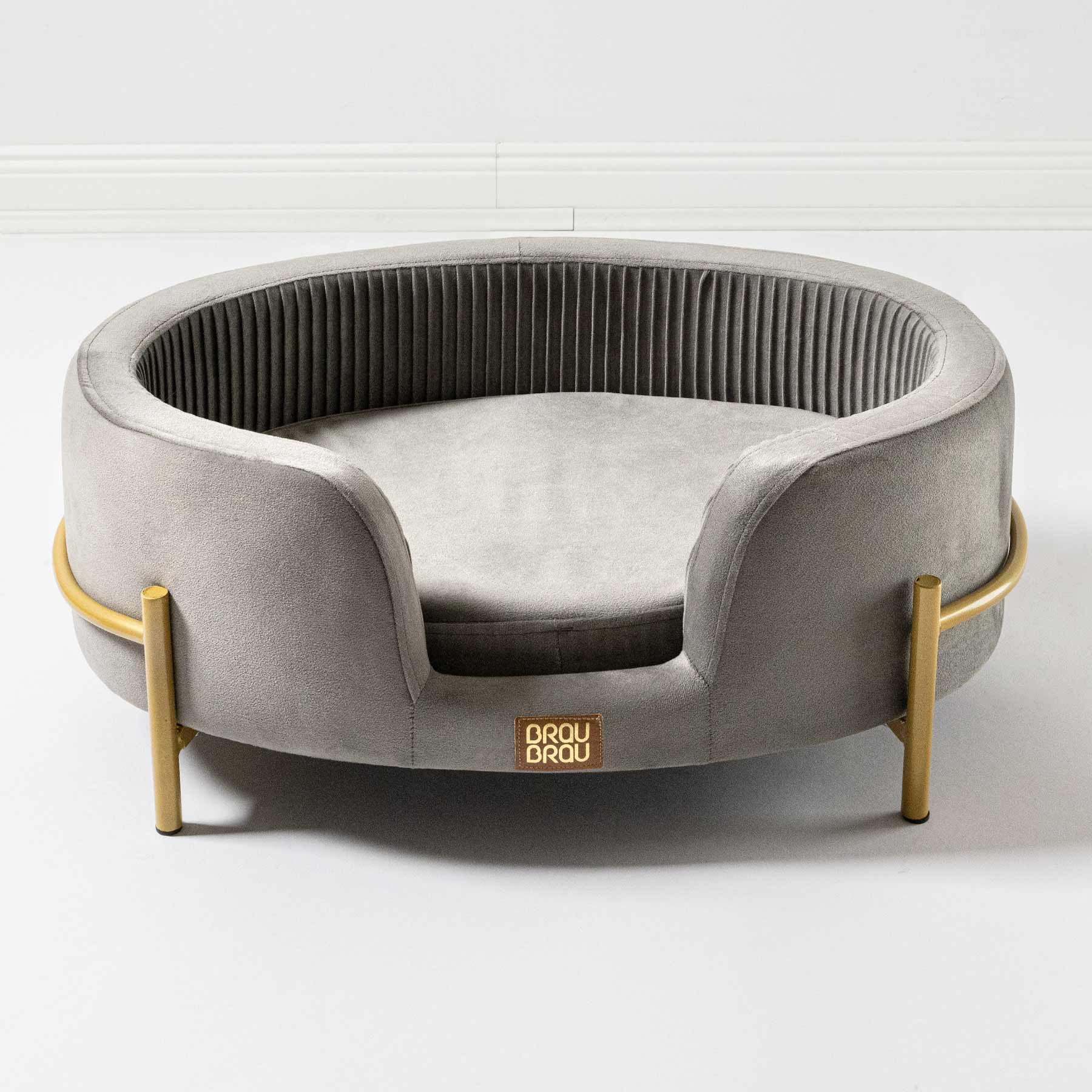 Grey Velvet Oval Sofa - Gray BRAUBRAU for Pets (Dogs and Cats)