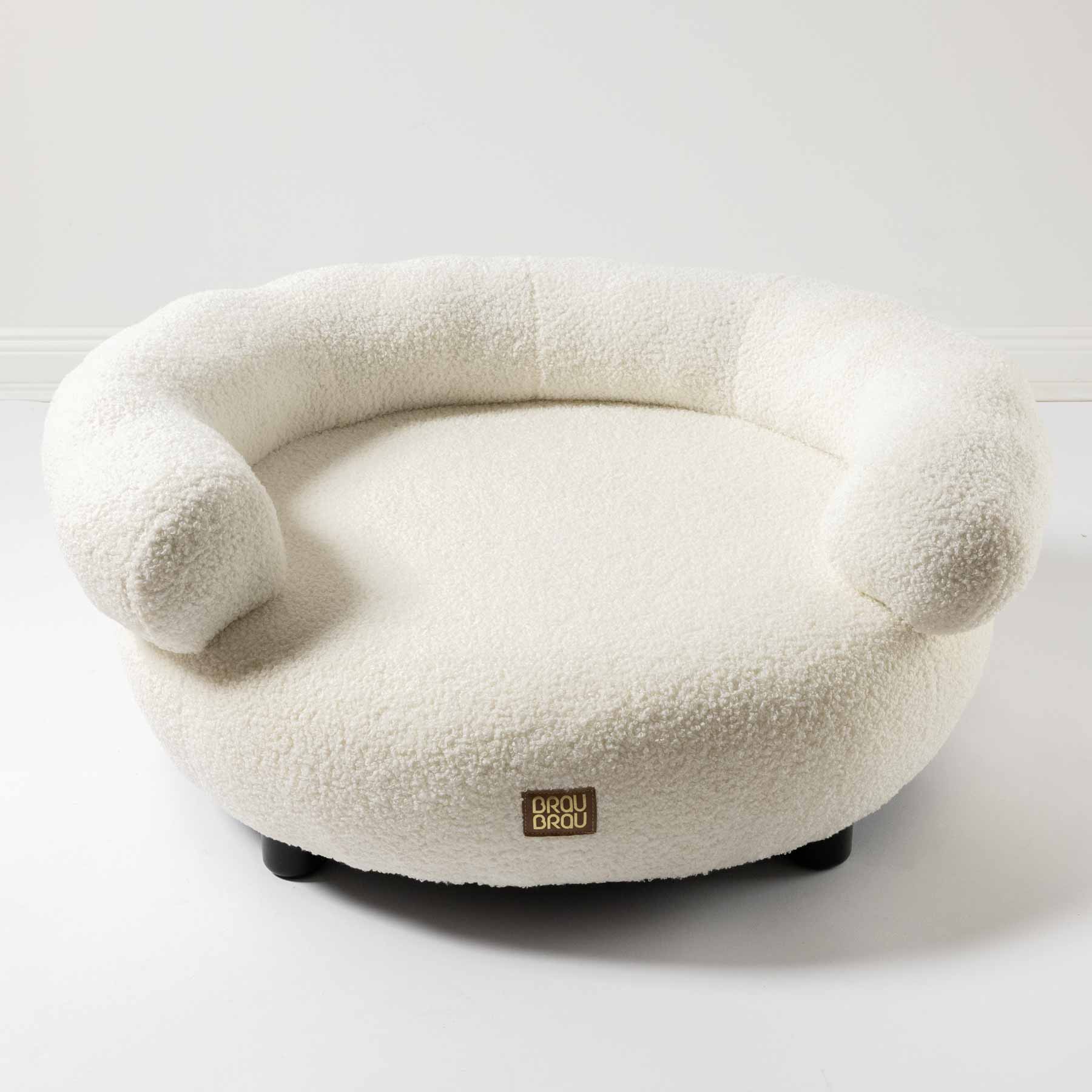 Beige Curved Sofa - Boucle Beige BRAUBRAU for Pets (Dogs and Cats)